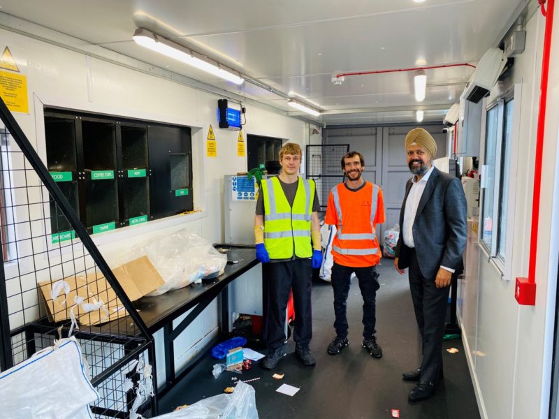 Tan Dhesi being shown around the recycling centre by station employees