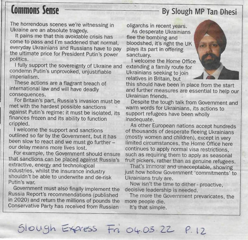 Slough Express Column