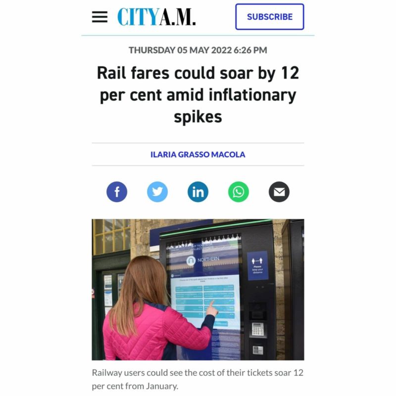 City AM article on rail fares