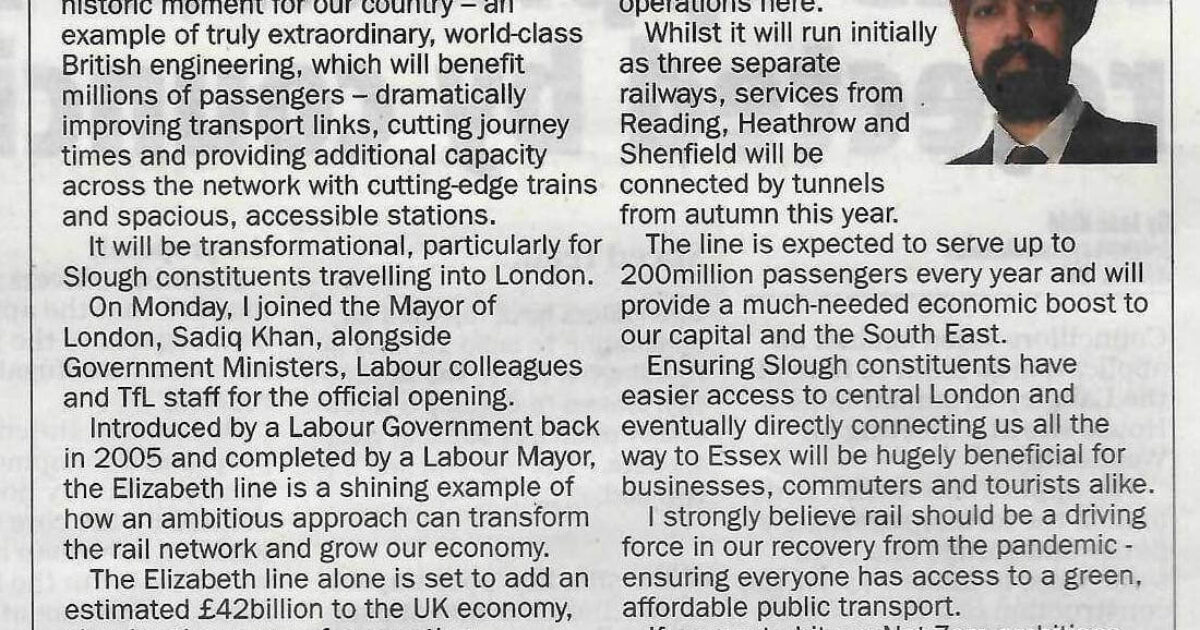 Common Sense Elizabeth Line Opening Tan Dhesi